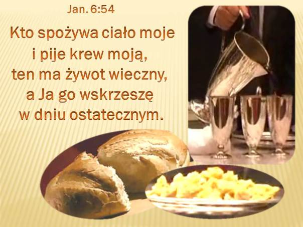 Ciało i krew i cytat z ewangelii